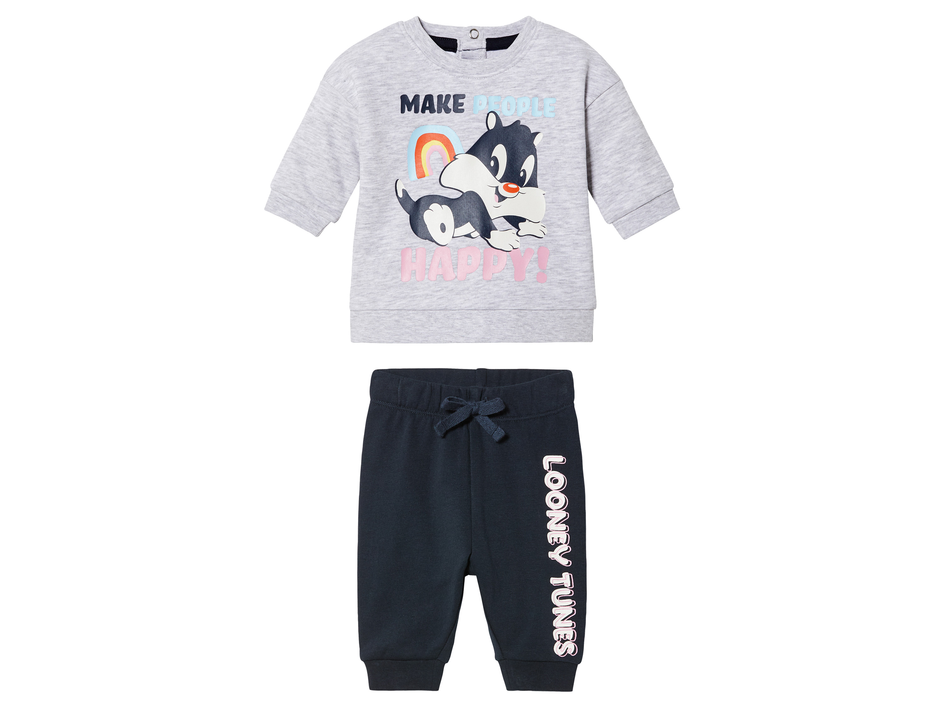 Baby Jogginganzug, 2-teilig, mit Looney Tunes-Motiv (hellgrau/navy, 74/80) 74/80