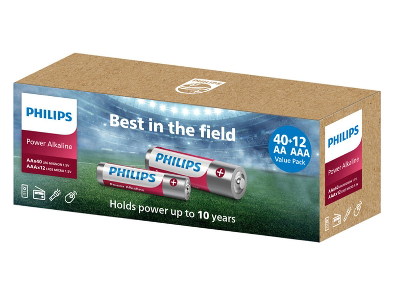 PHILIPS Power Alkaline Batterien, 52 Stück