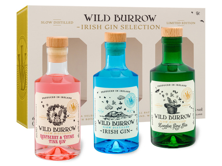 3 Wild Irish 200ml-Flaschen, Vol Burrow Selection 40% Gin x