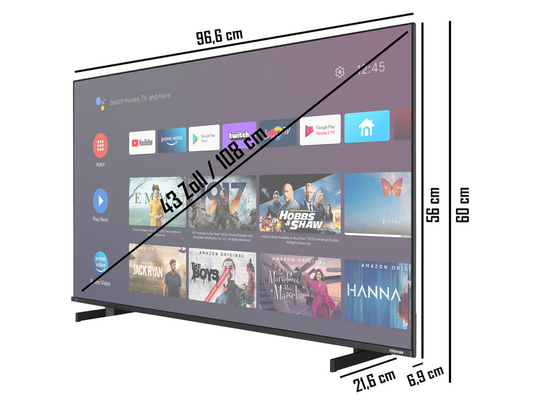 TOSHIBA Fernseher 4K UHD Smart TV 43 Zoll »43UA5D63DGY«