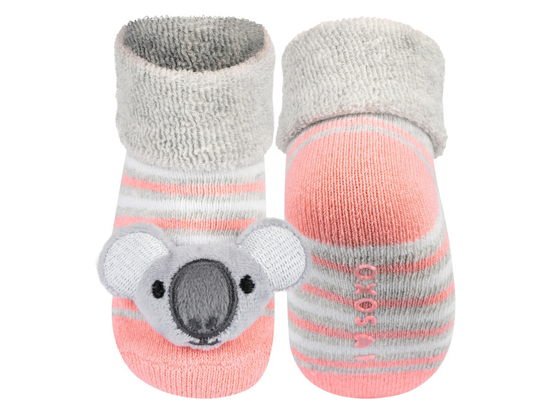 Gehe zu Vollbildansicht: Soxo Baby Rassel-Socken mit verschiedenen Mustern - Bild 15