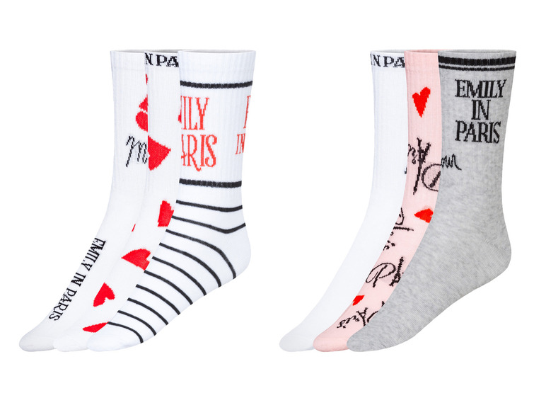 Damen Socken »Emily in Paris«, 3 Paar, in Ripp-Qualität