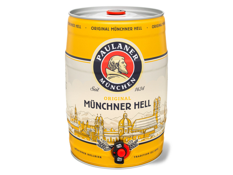 Paulaner Original Münchner Vol Zapfhahn, 4,9 mit Pfandfrei Bierfass % 5 Hell Liter