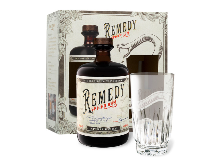 Spiced Glas Vol Highball 41,5% Rum + mit Geschenkbox Remedy