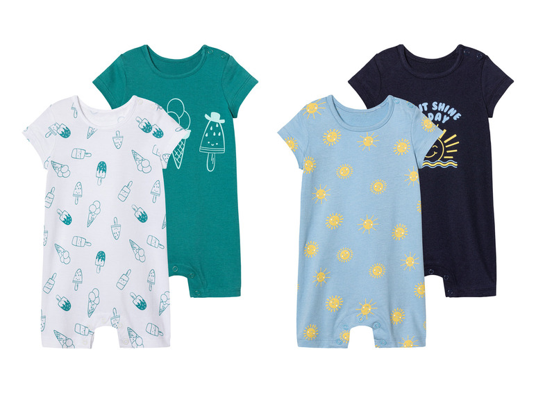 Gehe zu Vollbildansicht: lupilu® Baby Playsuits, 2 Stück, aus reiner Baumwolle - Bild 1