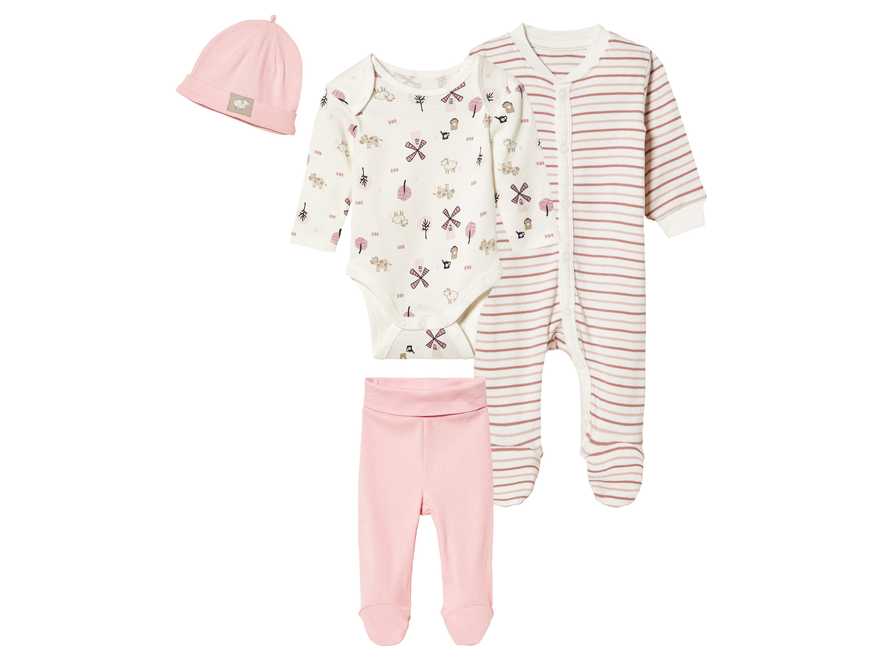 lupilu® Baby Newborn Set (rosa/weiß, 62/68) 62/68