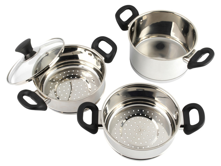 Gehe zu Vollbildansicht: Salter® Dampfgartopf-Set, 4-tlg. Ø 18 cm - Bild 1