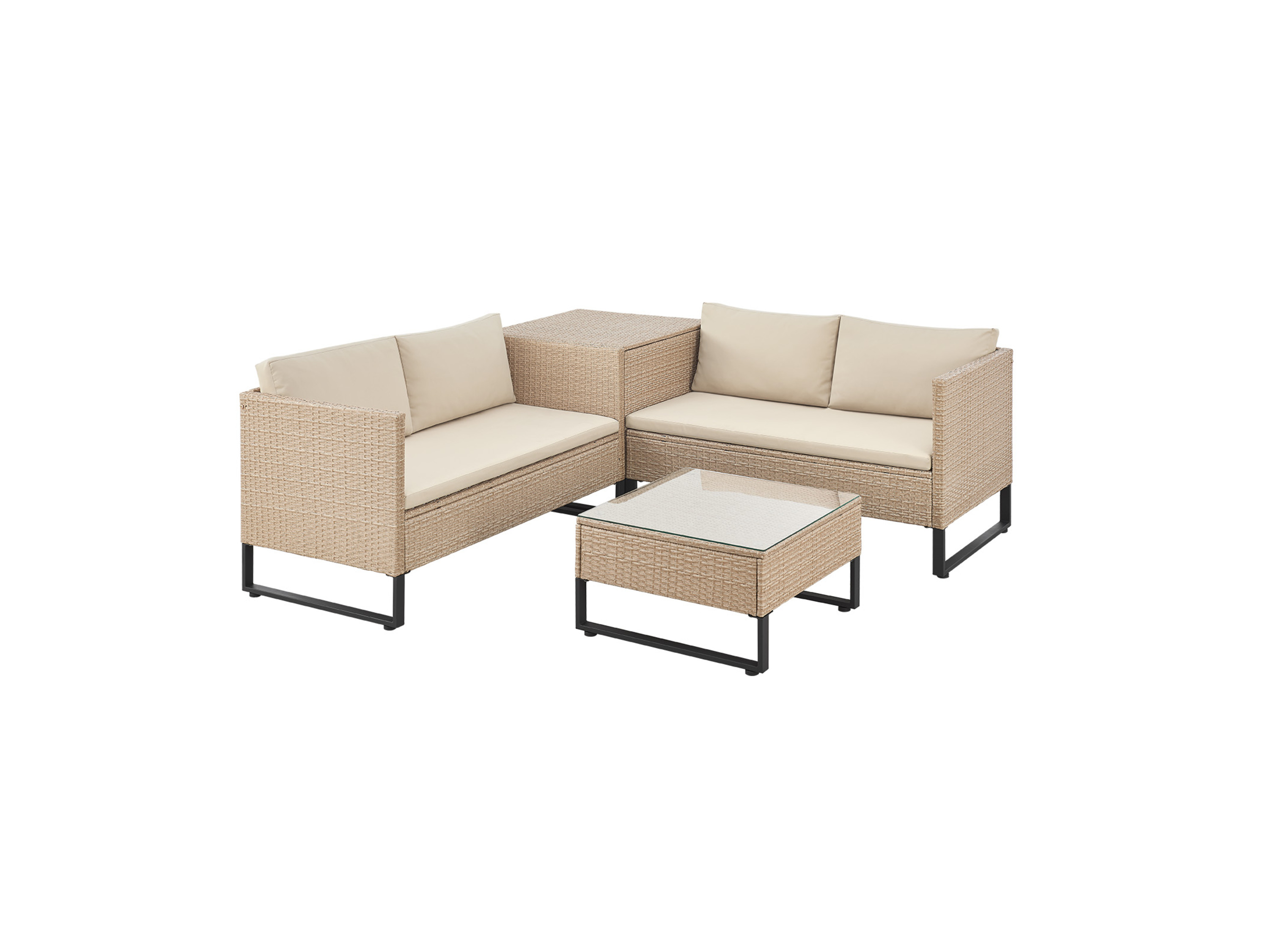 Juskys Polyrattan Lounge Santorini (creme/sand)