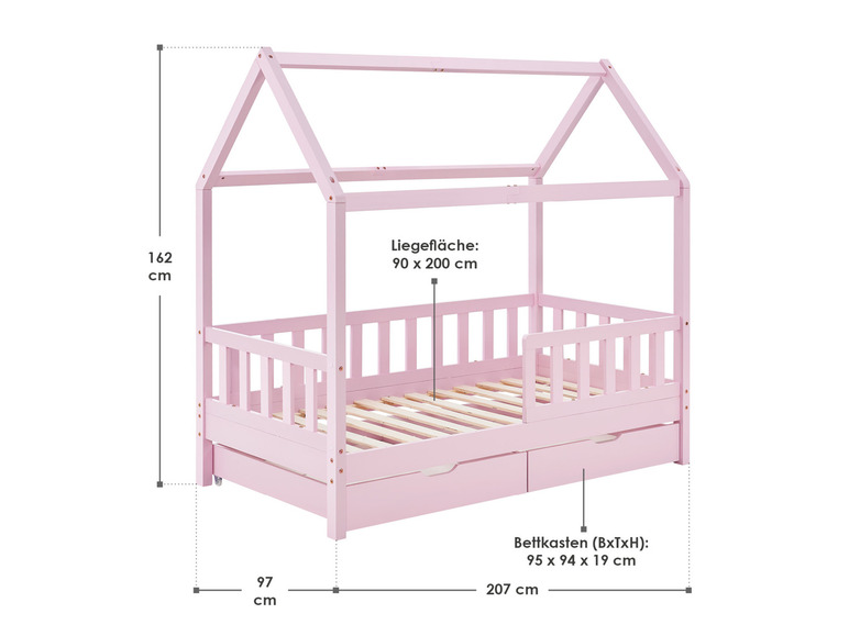 Gehe zu Vollbildansicht: Juskys Kinderbett »Marli«, im skandinavischen Design - Bild 69