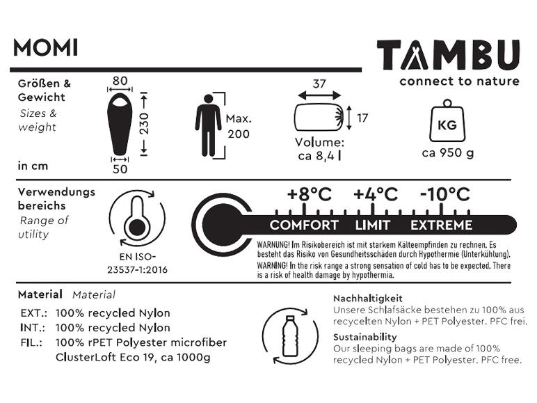 Gehe zu Vollbildansicht: TAMBU Mumienschlafsack Momi grau/blau - Bild 4