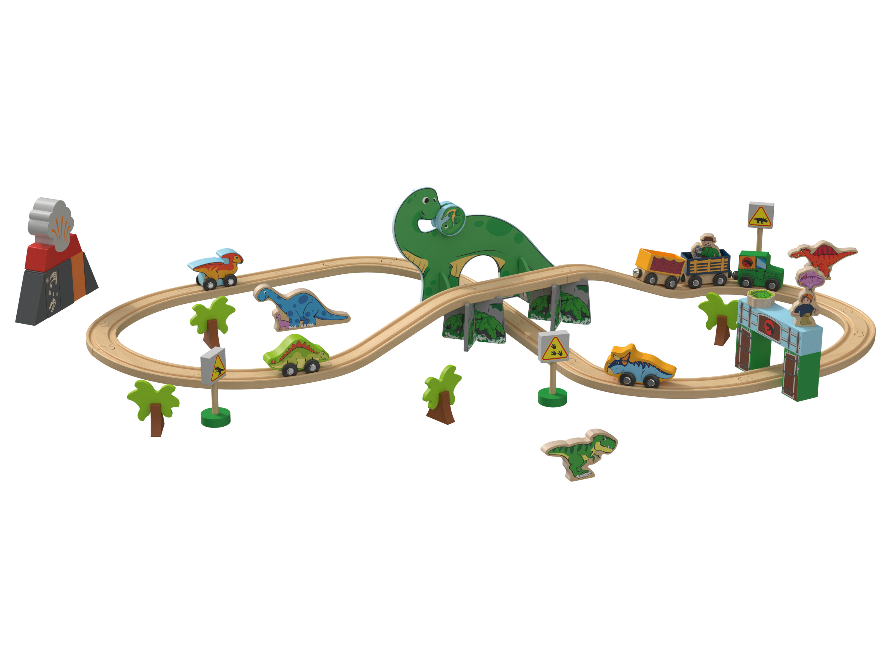 Playtive Holz Eisenbahnset L Dino/ Land (Dinosaurier-Set)