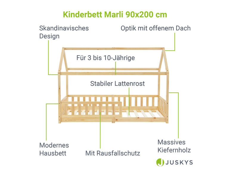 Gehe zu Vollbildansicht: Juskys Kinderbett »Marli«, im skandinavischen Design - Bild 225
