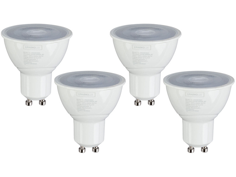 LIVARNO home 4er Set - Leuchtmittel Lichtfarbensteuerung, für Zigbee Smart Home, 5 Watt, GU10
