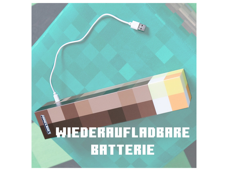 Gehe zu Vollbildansicht: Minecraft LED Tischlampe / Fackel, mit Wandhalterung - Bild 10