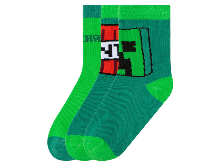 Gehe zu Vollbildansicht: Minecraft Kinder Socken, 3 Paar, weiche Baumwollmischung - Bild 7