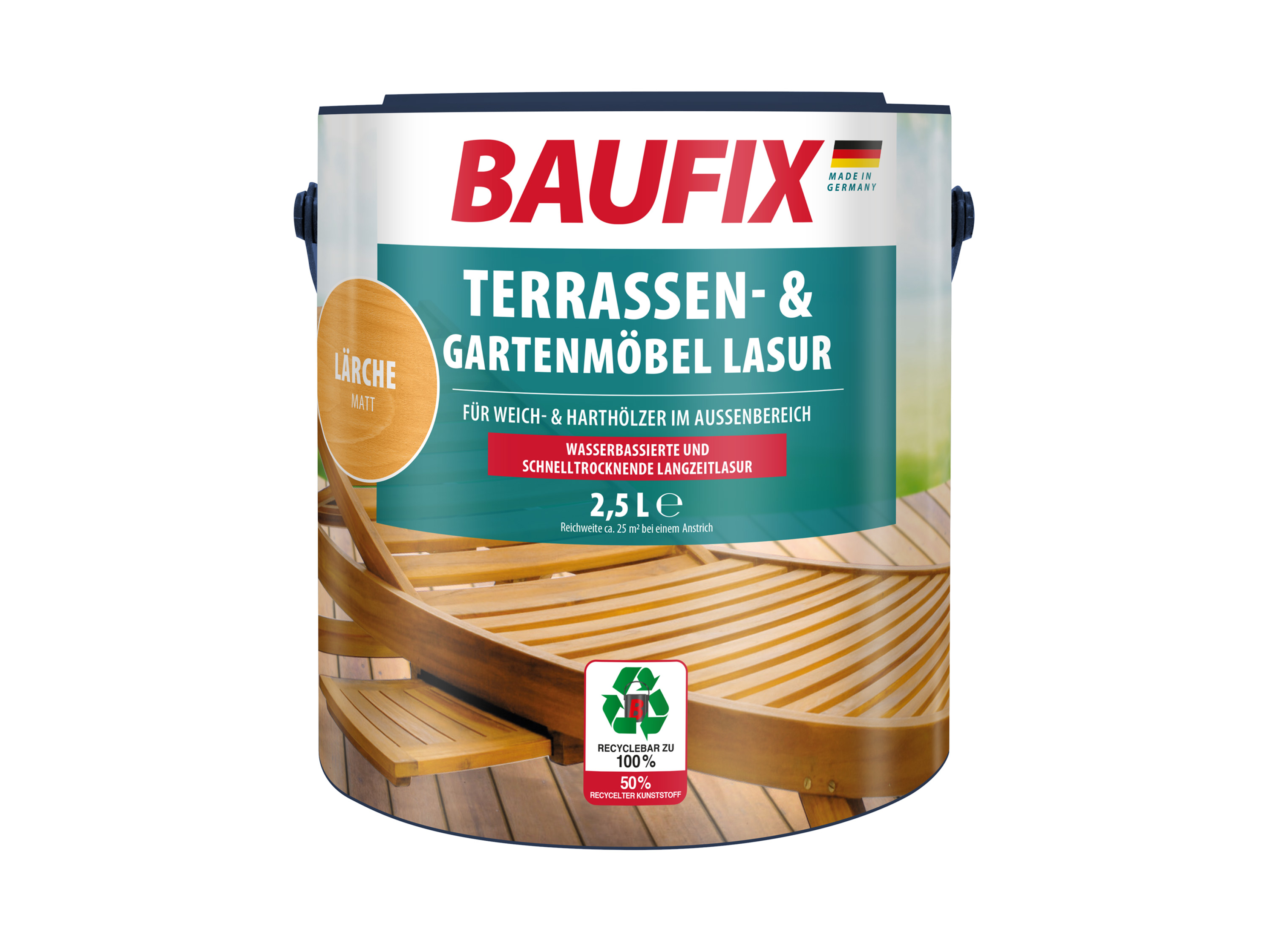 BAUFIX Terrassen- und Gartenmöbel-Lasur 2.5 Liter (lärche matt)