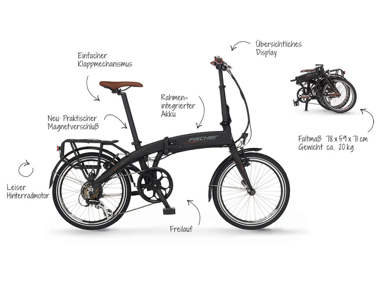 20 E-Bike, Klapprad Modell 18«, FISCHER Zoll 2022 »FR