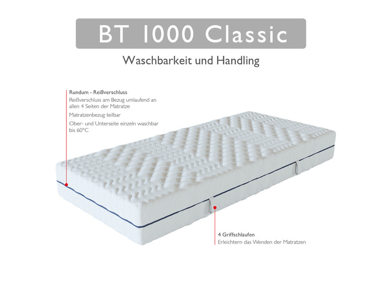 Gehe zu Vollbildansicht: BADENIA TRENDLINE 7-Zonen-Taschenfederkern-Matratze »BT 1000 Classic«, punktelastisch - Bild 9