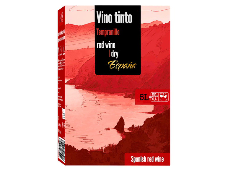 Vino Tinto trocken, Tempranillo Rotwein 5-Liter 2022 Bag-in-Box