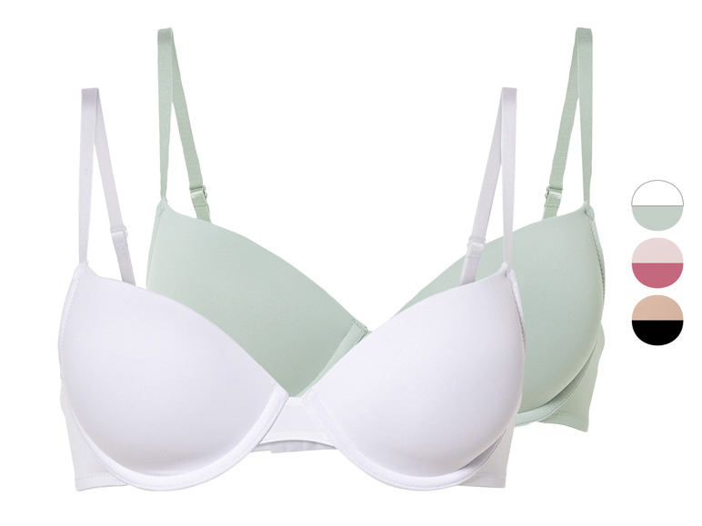 esmara® Damen Bügel-BHs, 2 Stück, gepolsterte Cups