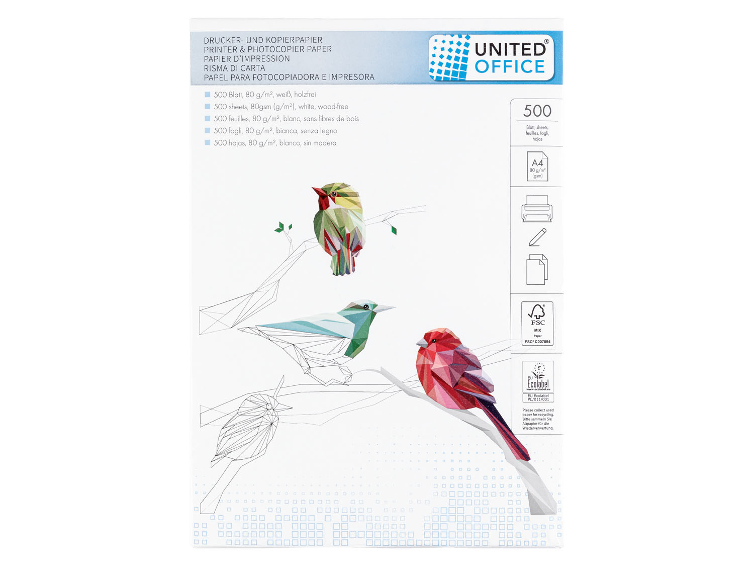 UNITED OFFICE® Kopier- und Druckerpapier, DIN A4, 500 Blatt