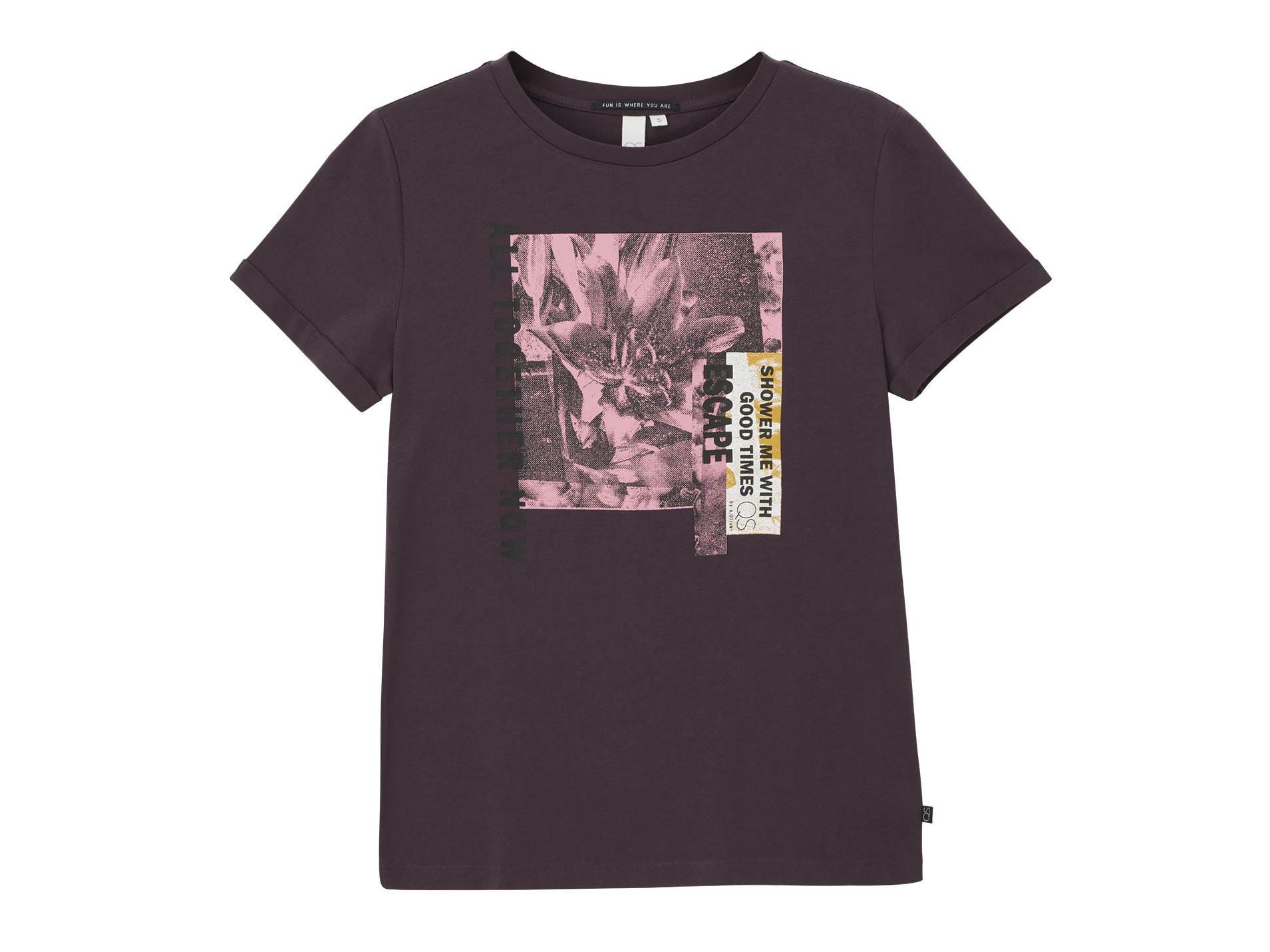 QS by s.Oliver Damen T-Shirt (aubergine, L) L