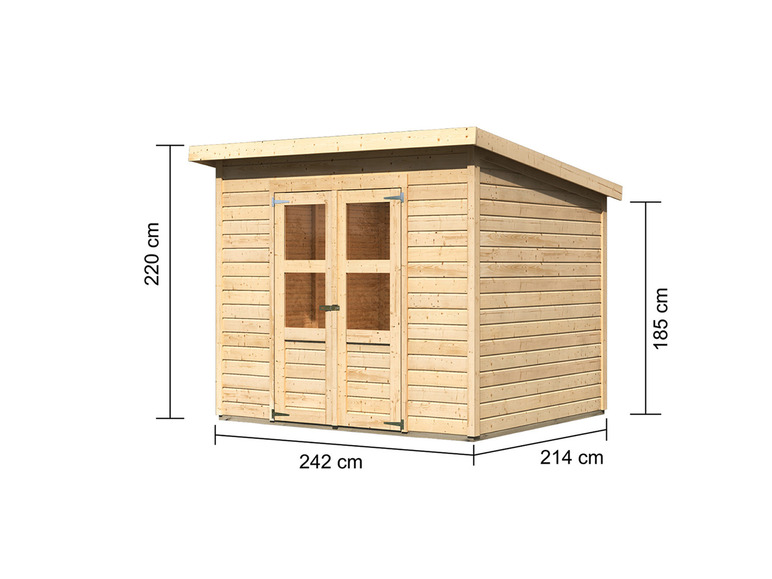 Gehe zu Vollbildansicht: Karibu 14 mm Gartenhaus »Pyrmont 4«, aus Holz, naturbelassen, 5,02 qm - Bild 3