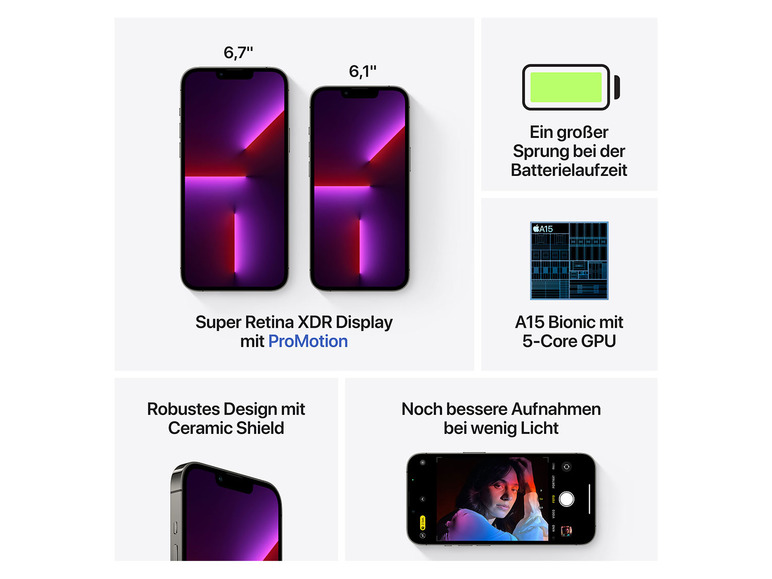 Gehe zu Vollbildansicht: Apple iPhone 13 Pro 5G Smartphone - Dual-SIM - OLED-Display - 6.1"- 2532 x 1170 Pixel (120 Hz) - Bild 25