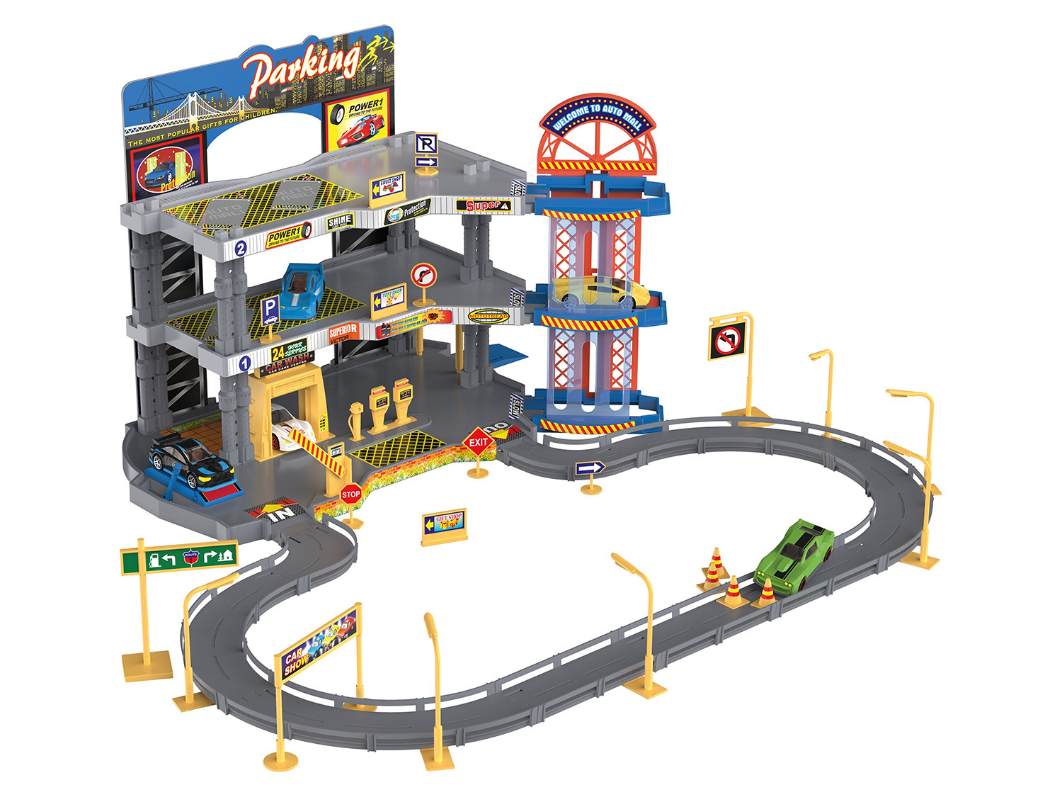 Zinkguss-Fahrzeug… Parkhaus, 5 Playtive City mit Racers