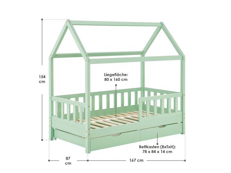 Gehe zu Vollbildansicht: Juskys Kinderbett »Marli«, im skandinavischen Design - Bild 161