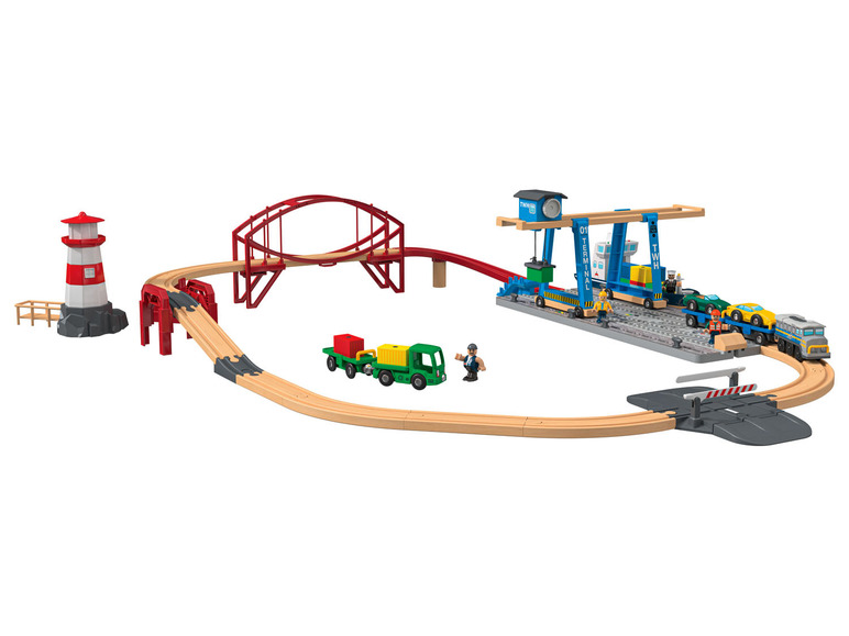 Playtive Containerhafen Eisenbahn-Set, Echtholz aus