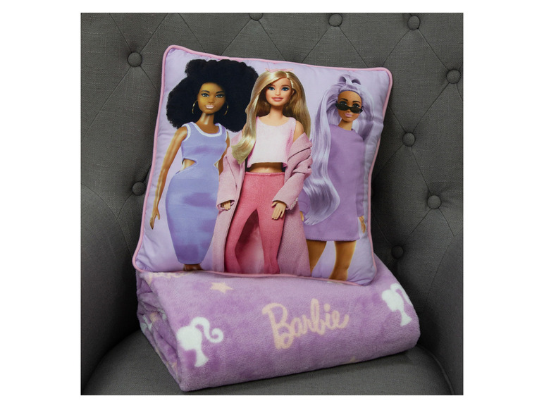 Gehe zu Vollbildansicht: Barbie Kinder Kuscheldecke mit Kissen, 100 x 150 cm - Bild 11