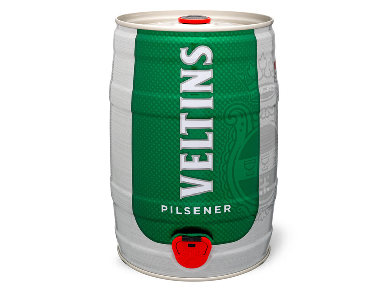 Pilsener Bierfass L Veltins 4,8% 5 Zapfhahn, Pfandfrei Vol mit