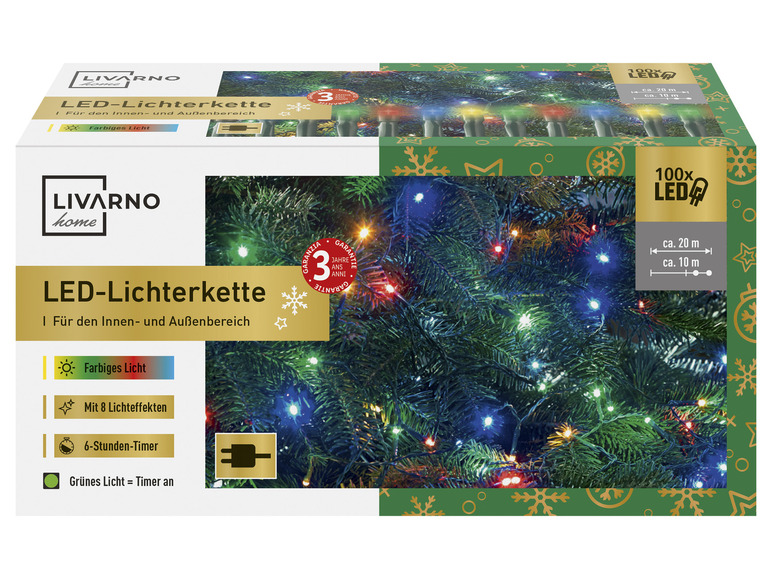 Gehe zu Vollbildansicht: LIVARNO home LED-Lichterkette, 6-Stunden-Timer, 100 LEDs - Bild 1