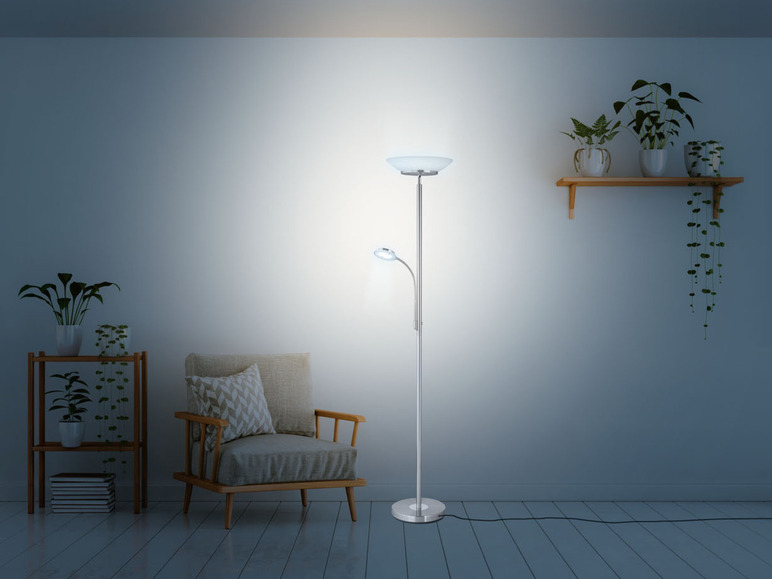 LIVARNO home mit Glasschale, Leselampe LED-Deckenfluter