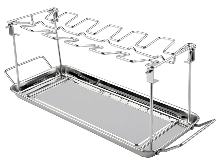 Gehe zu Vollbildansicht: ERNESTO® Hähnchenschenkelhalter /Spareribshalter, aus Edelstahl - Bild 1
