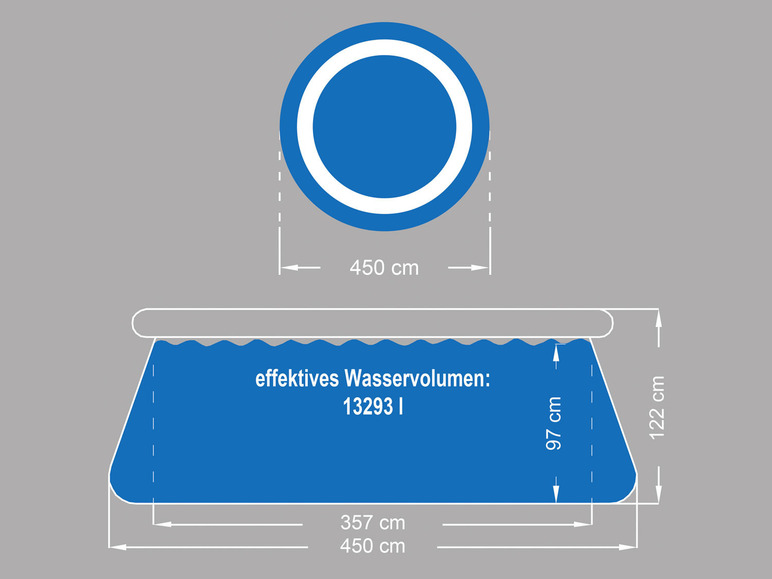 Komplett-Set Leiter, Quick-up Filterpumpe, CRIVIT Planen H Ø 450 Pool-Set, mit 122 cm, x