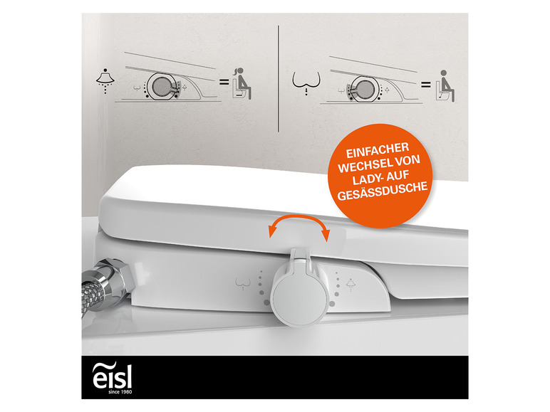 Eisl WC und Aufsatz Absenkautomatik Dusch mit Schnellverschluss