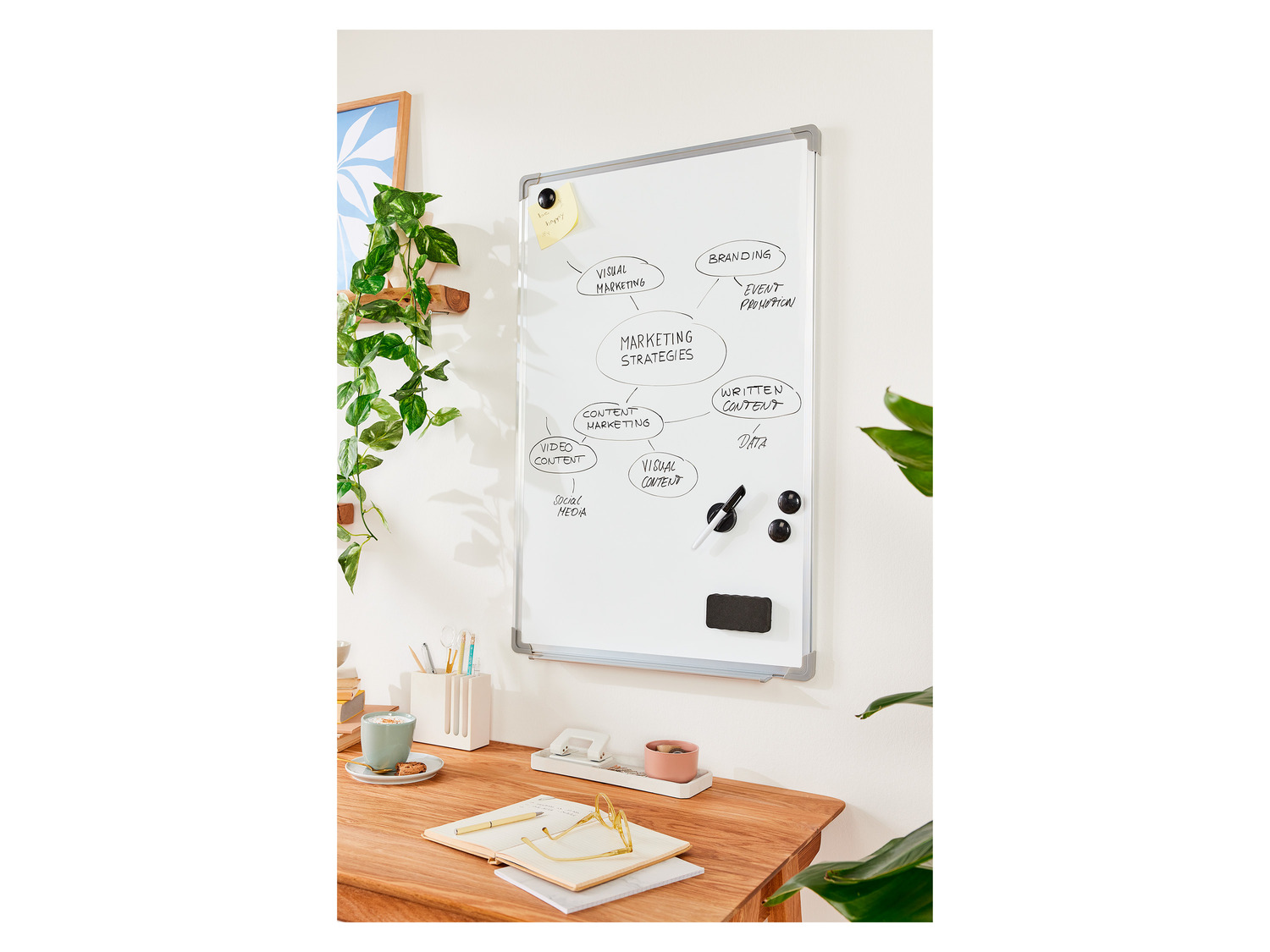 UNITED OFFICE® Magnet- Whiteboard, abwischbar und