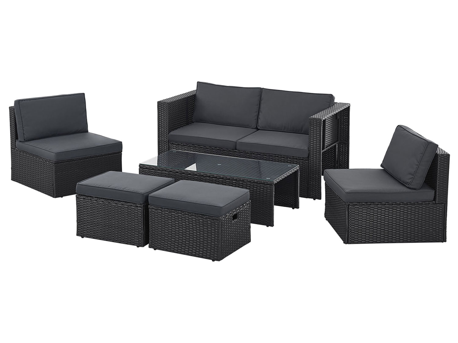 Juskys Polyrattan Lounge Salou (schwarz/grau)