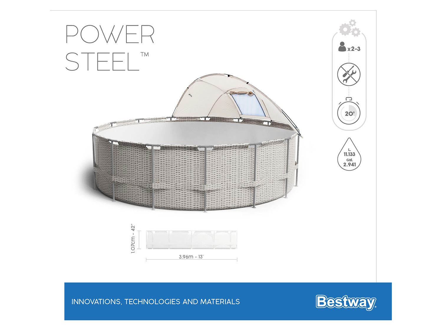 Bestway Power Steel 396x107cm Pool Filterpumpe mit