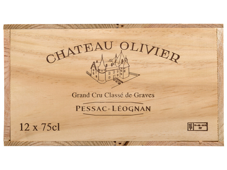 12 0,75-l-Flasche AOC Classé Original-Holzkiste Cru Château 2021 x trocken, Rotwein Pessac-Léognan Grand Olivier -