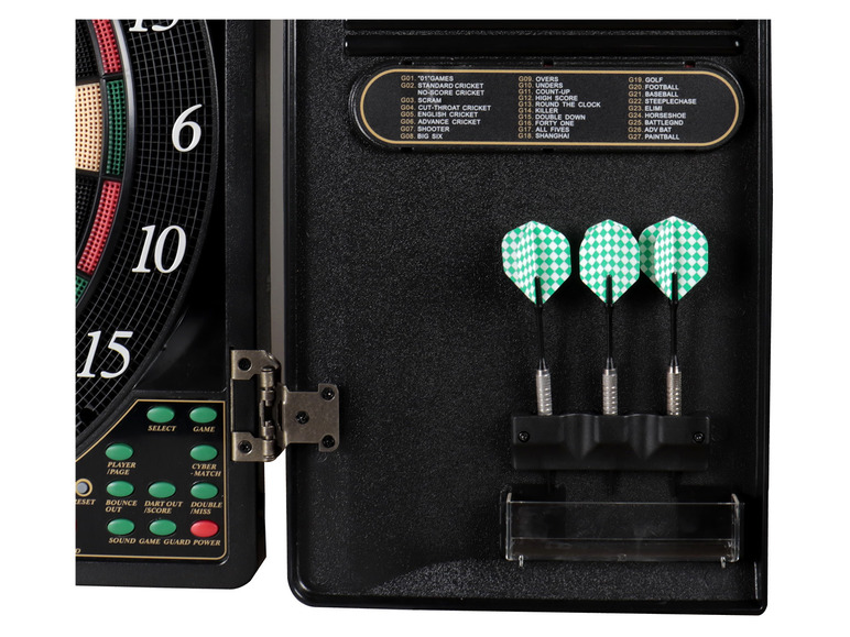 L.A. Sports Electronic Dart Darts, 52 Tips LED, 12 London, Player 16 Cabinet, 4
