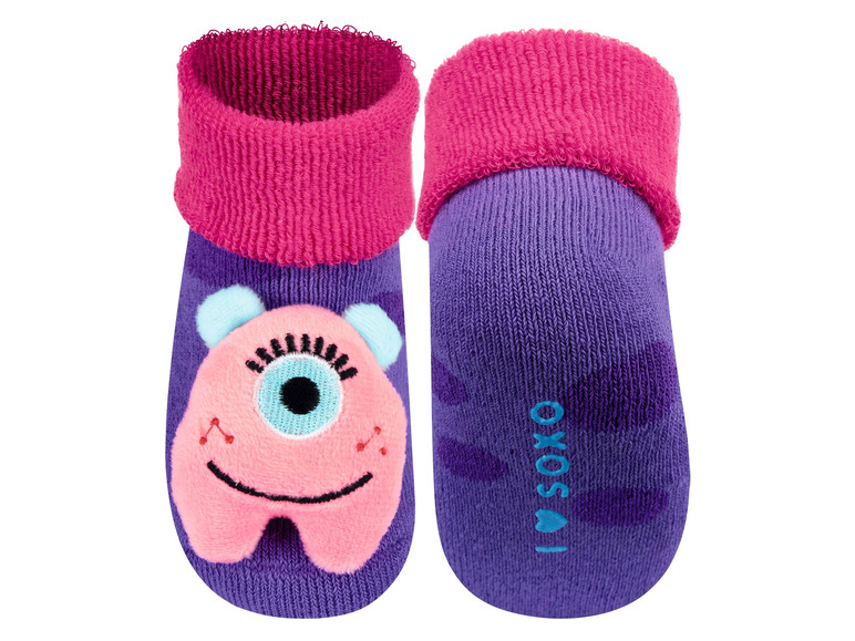 Gehe zu Vollbildansicht: Soxo Baby Rassel-Socken mit verschiedenen Mustern - Bild 21