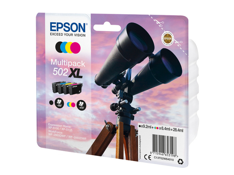 EPSON »502 XL« Fernglas Multipack Schwarz/Cyan/Magenta/Gelb Tintenpatronen