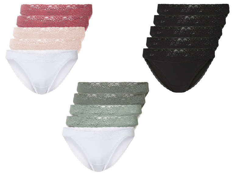 esmara® Damen Slips, 5 Stück, mit eleganter Spitze