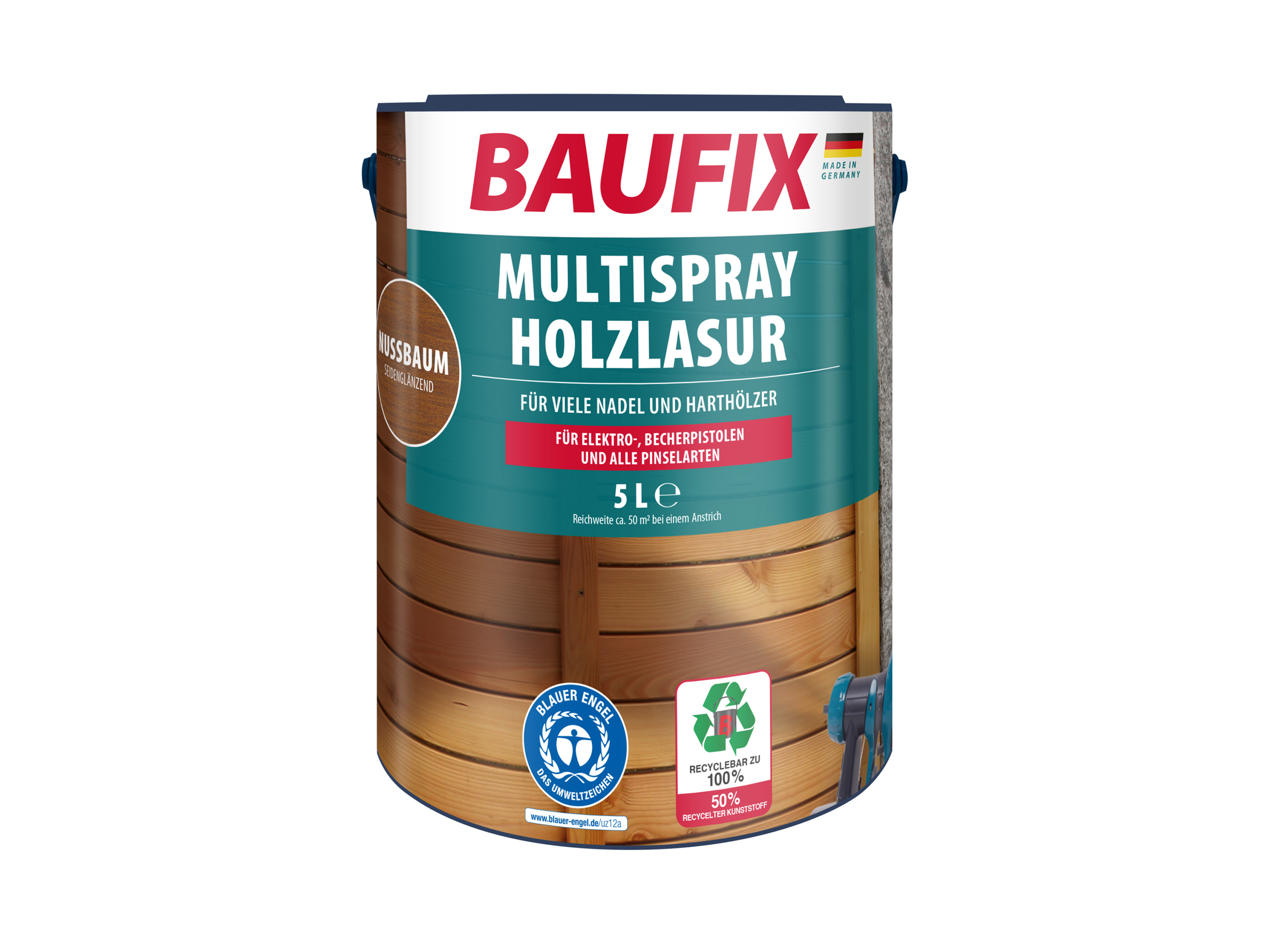 BAUFIX Multispray Holzlasur 5 Liter (nussbaum seidenglänzend)