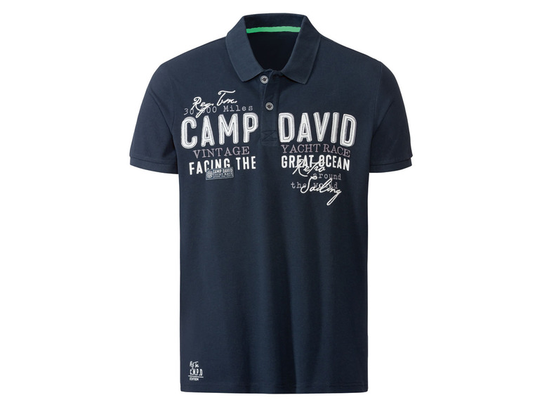 Camp David Herren Poloshirt aufwendiger Stickerei Druck mit