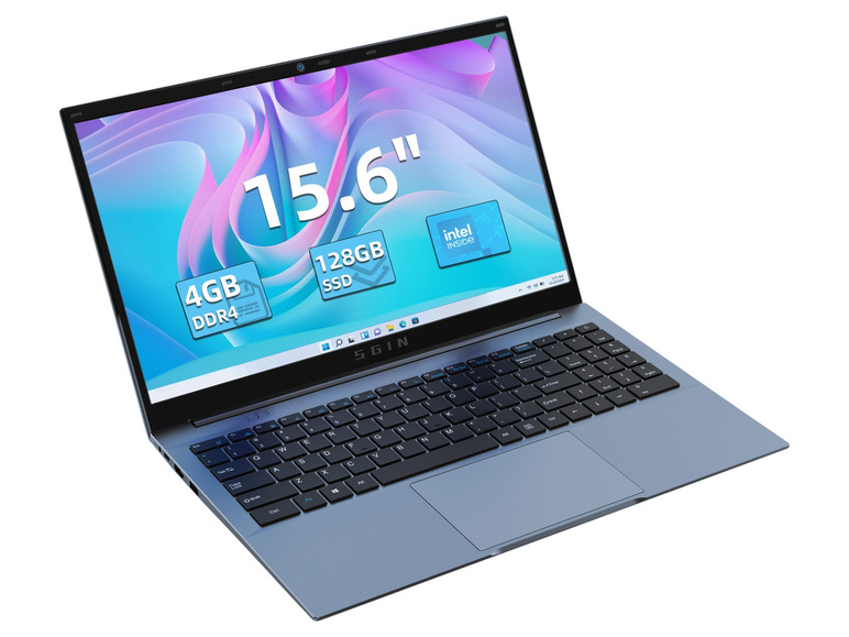 Gehe zu Vollbildansicht: SGIN M15 15,6 Zoll Notebook, Intel Gemini Lake N4000, Intel® UHD Graphics, 4GB RAM, 128GB SSD, 1366 x 768 Auflösung - Bild 2