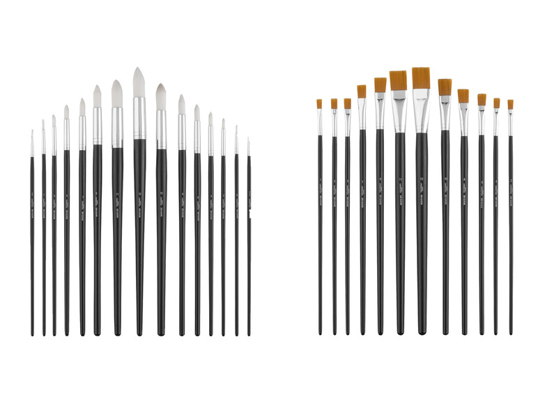 Gehe zu Vollbildansicht: crelando® Rundpinsel- / Flachpinsel-Set, aus Synthetikhaar - Bild 1